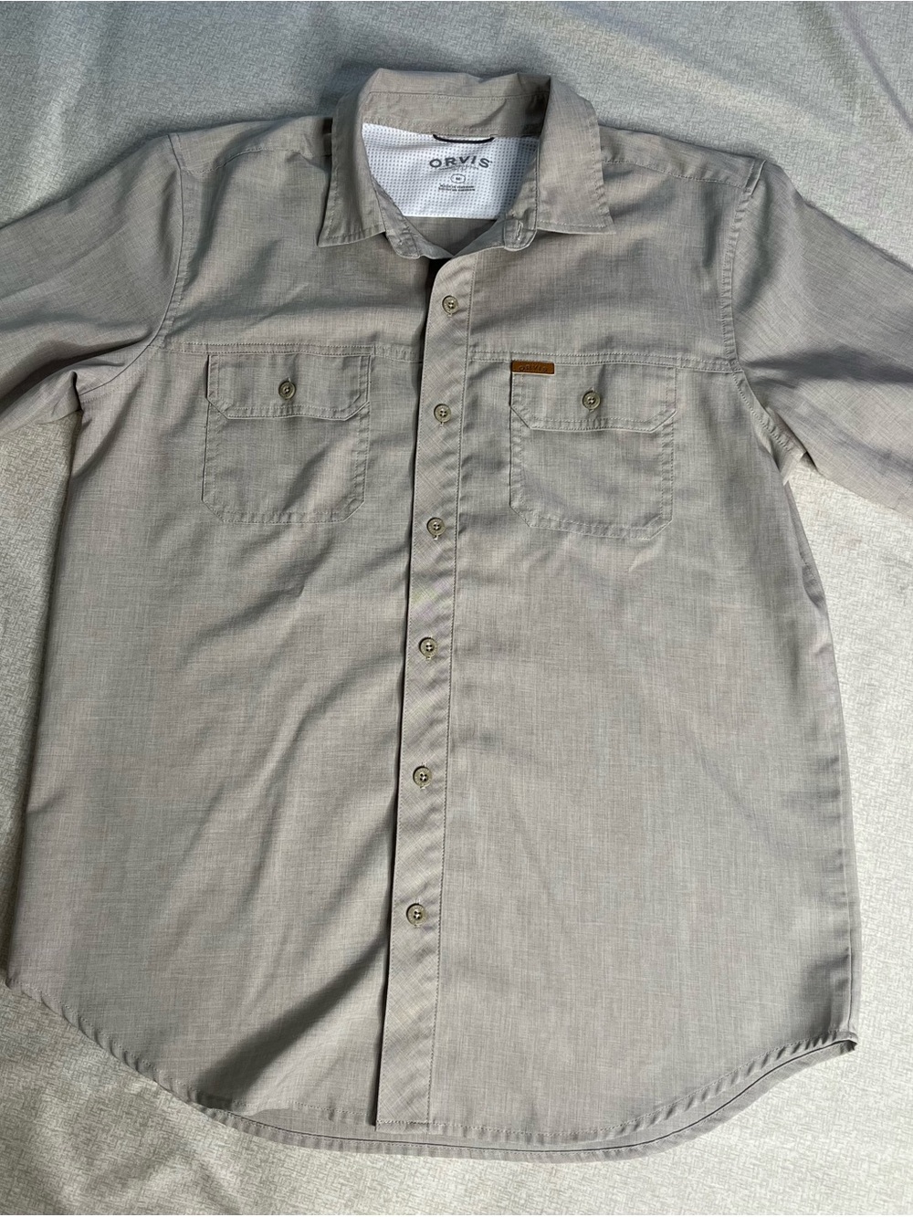 Orvis Men's Fishing Button-Down Shirt - Light Taupe Size M